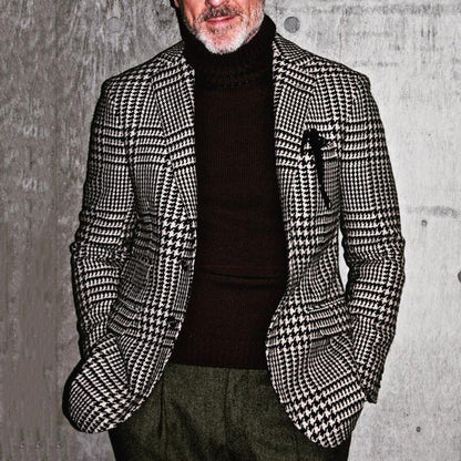 Herren Karo Mantel Moderner Schnitt Elegantes Design Schwarz - Norvielle