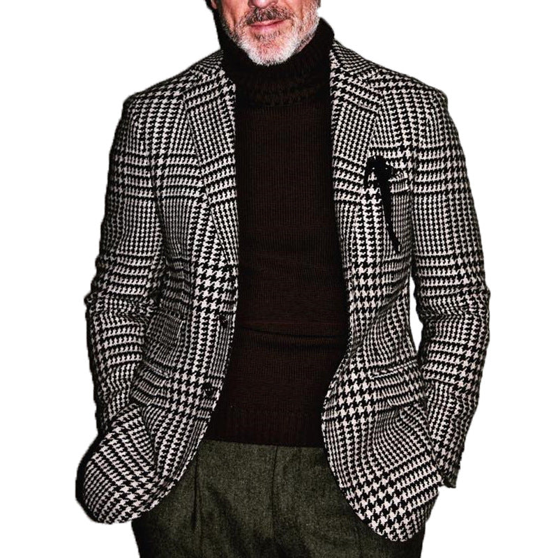 Herren Karo Mantel Moderner Schnitt Elegantes Design