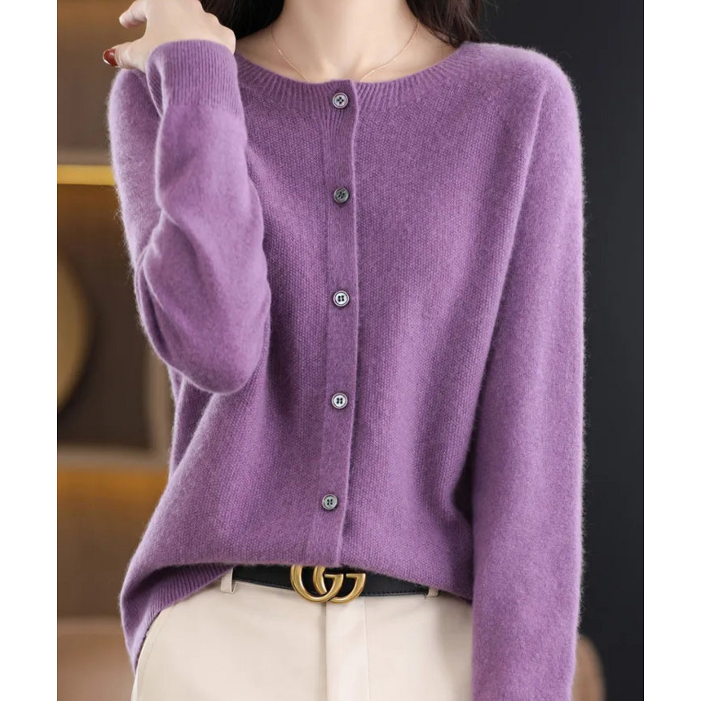 Damen Strickjacke Klassisch Knöpfe Elegance