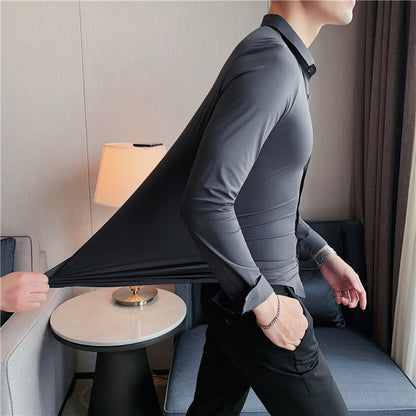Herren Business Hemd Slim Fit Langarm Stretch