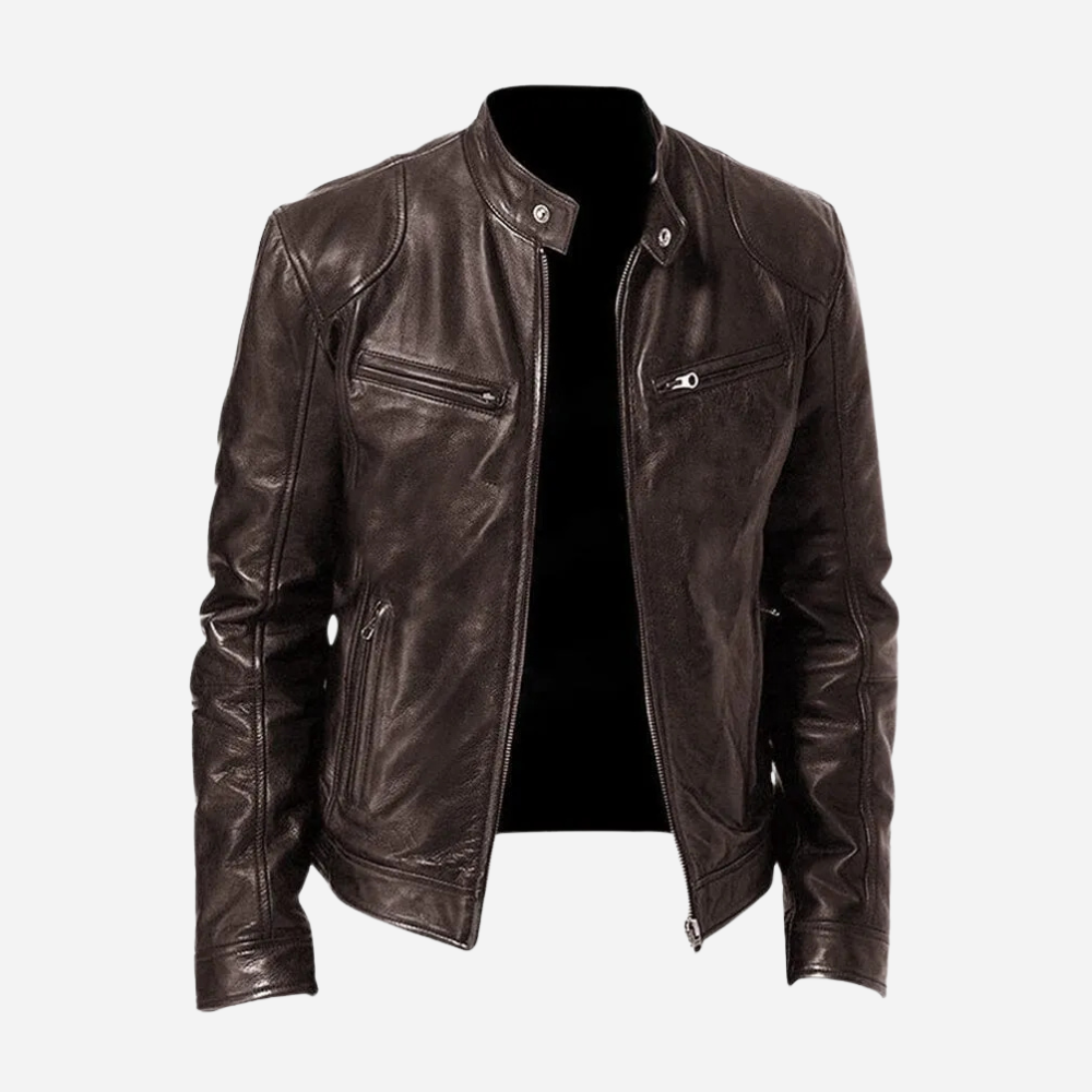 Herren Lederjacke Entspannter Ledermantel Modern