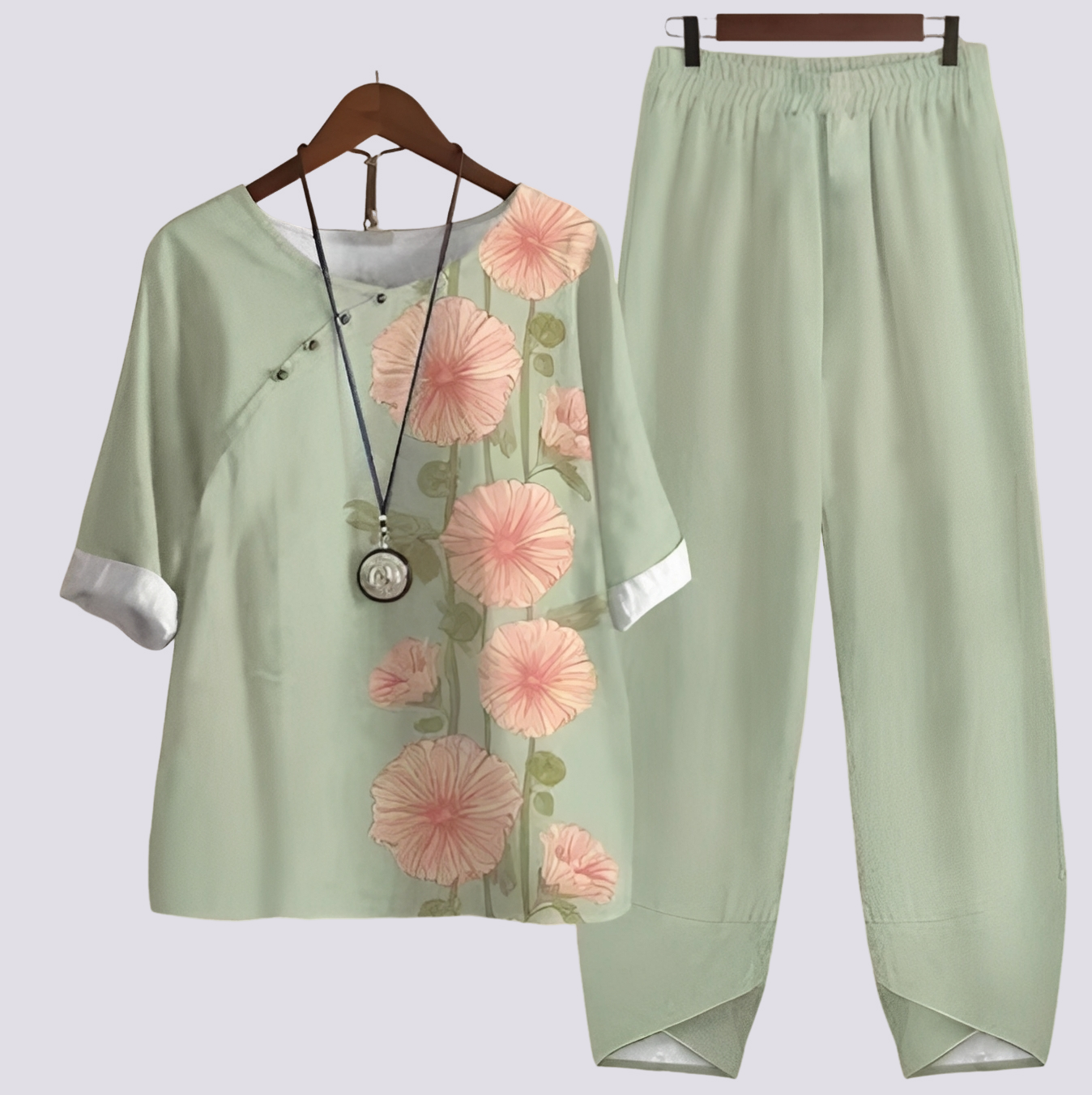 Damen Set Bluse und Rock Bequem Baumwolle