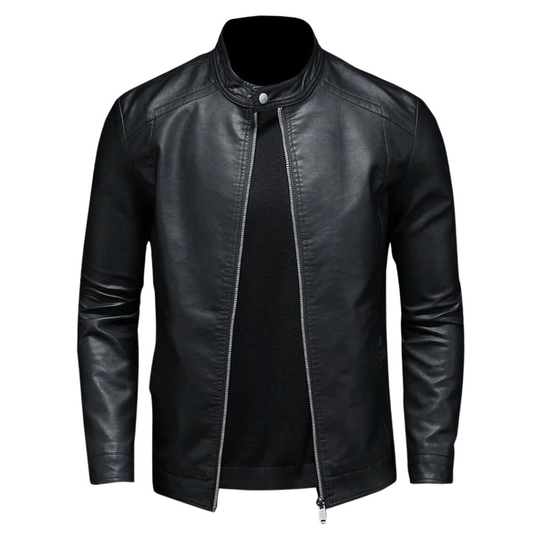 Herren Lederjacke Biker Ledermantel