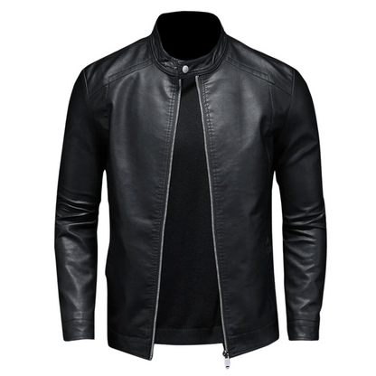 Herren Lederjacke Biker Ledermantel