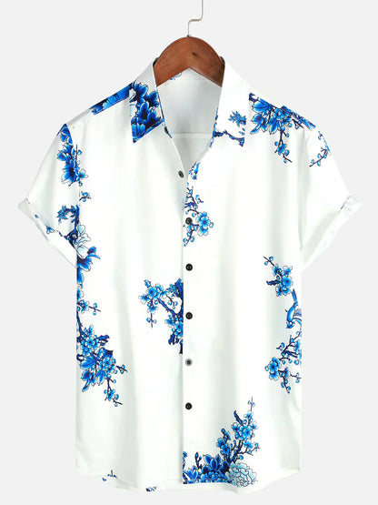 Männer Kurzarm Hemd Floral Sommerhemd