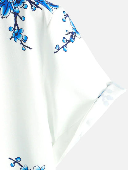 Männer Kurzarm Hemd Floral Sommerhemd