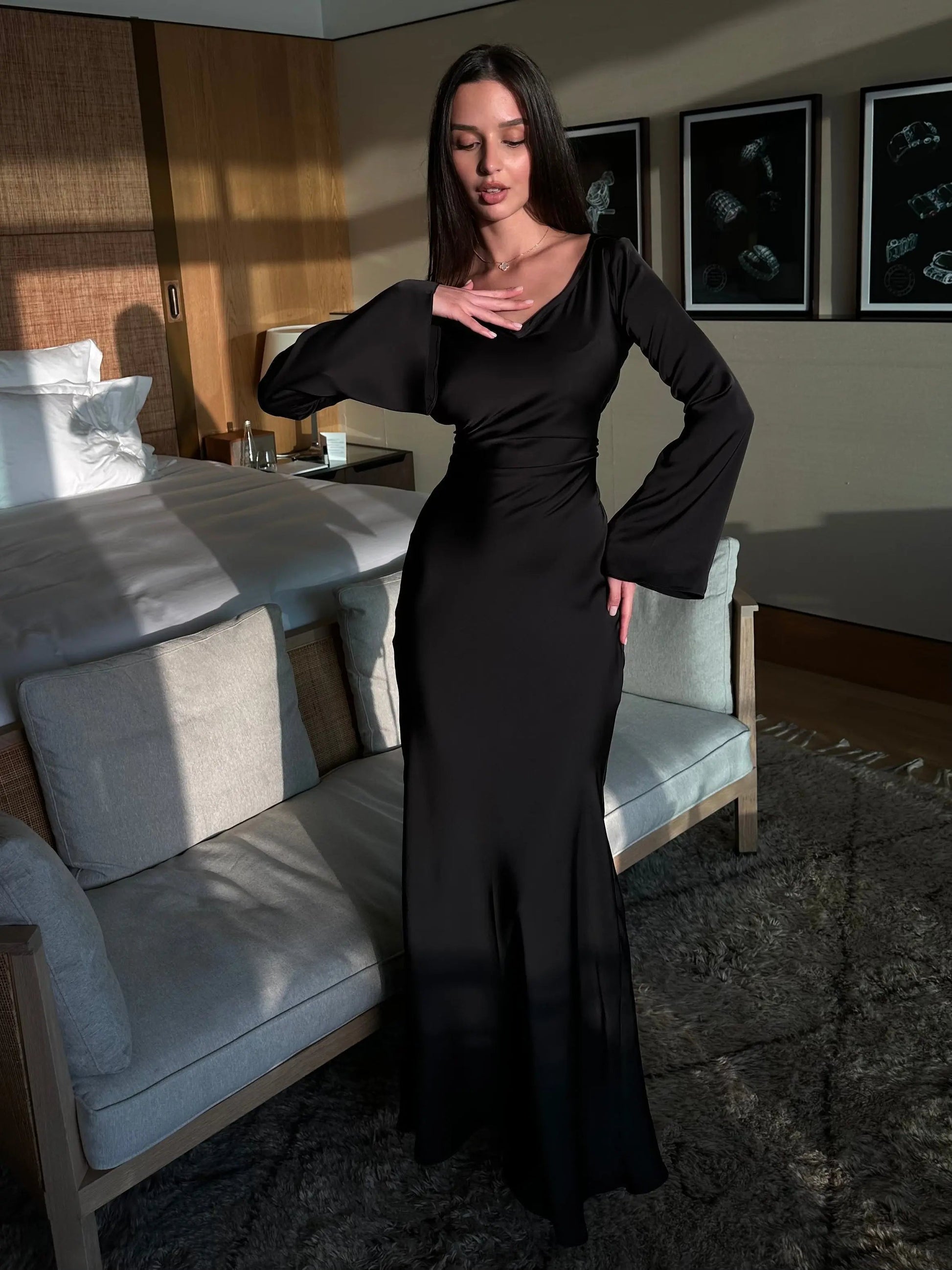 Sophie | Langärmliges Maxikleid – Fließender Schnitt für Eleganz und Komfort Zendoo.de