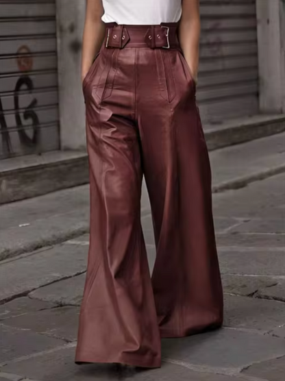 Damen Lederhosen Hochwertig mit Plisierdetails