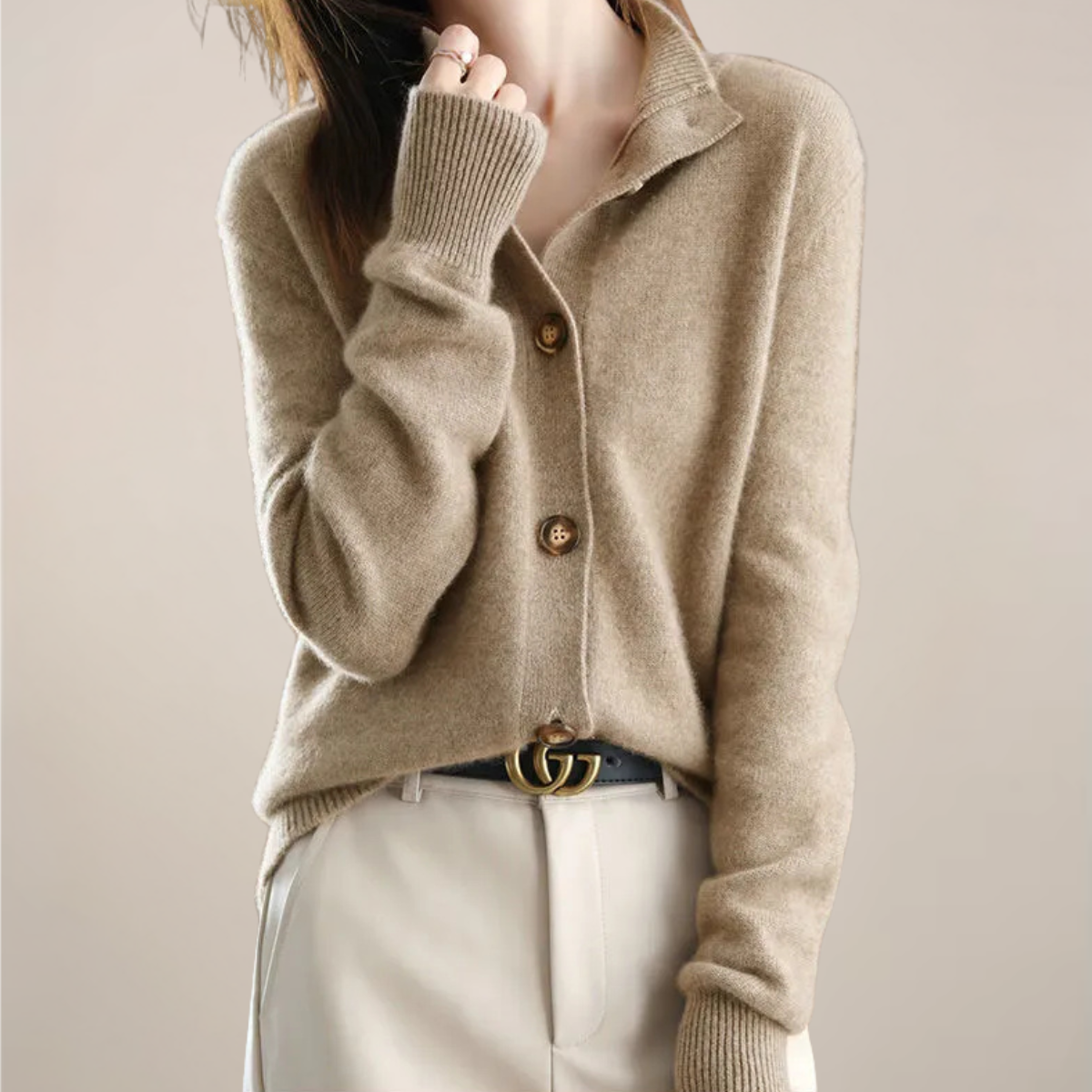 Damen Cardigan mit Kragen und Knöpfen Modern - Norvielle