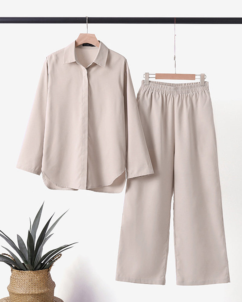 Damen Leinenanzug Bequem Sommer Mit Taschen Leinen