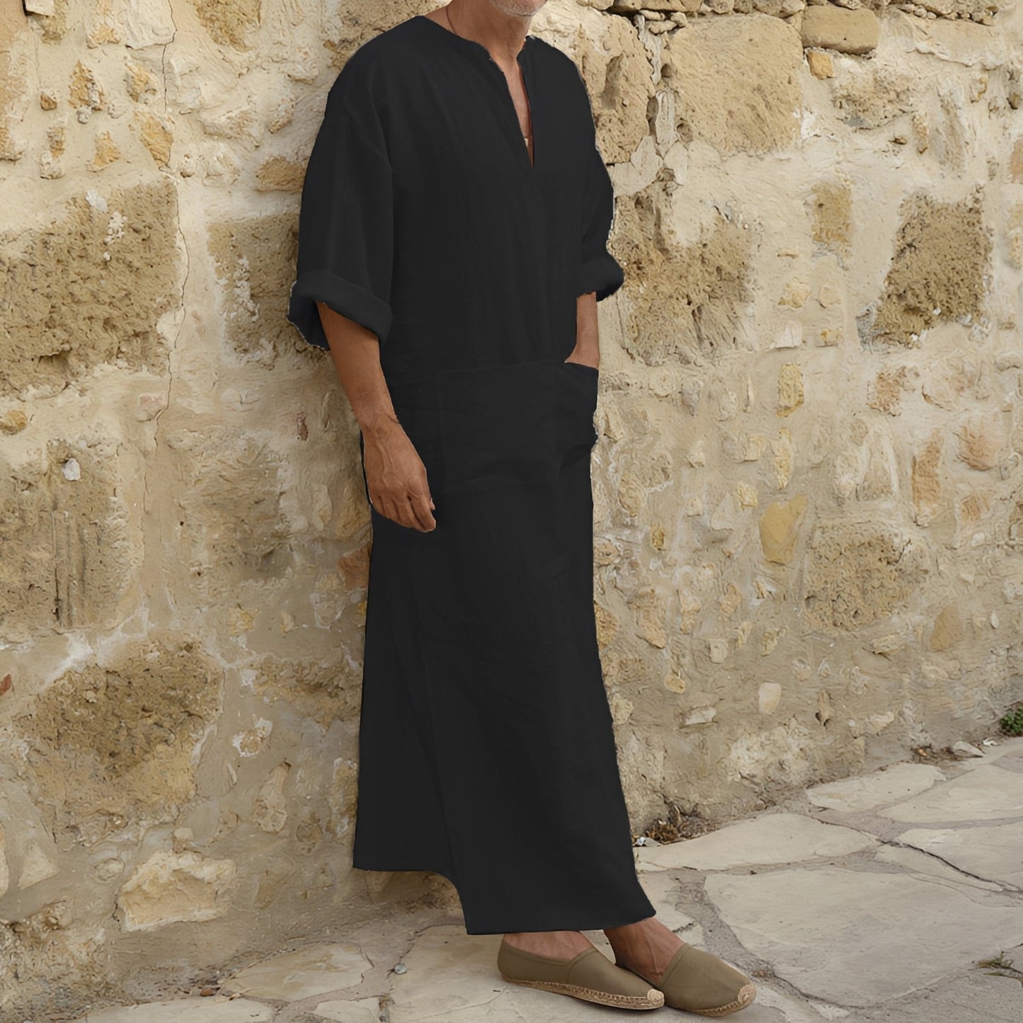 Herren Langhemdkleid Oversized mit Schlitz Elegantes Design