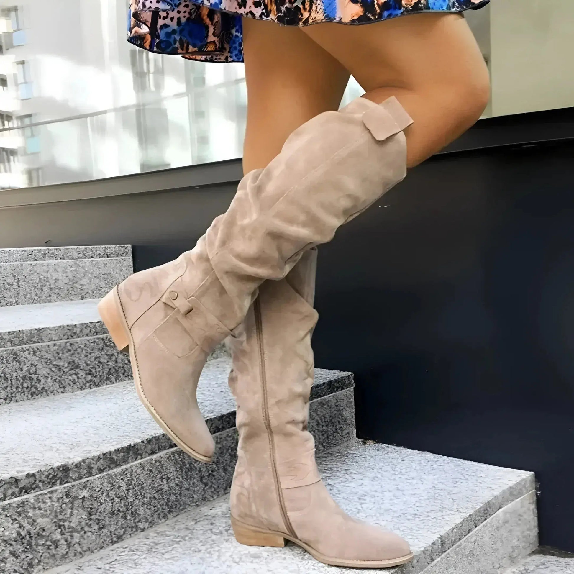 Damen Stiefel Leder Schwarz Hoch - Norvielle