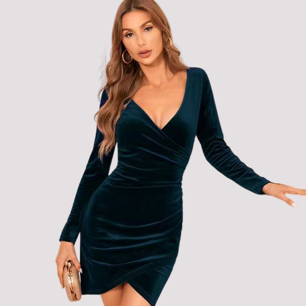 Damen Langarmkleid Röckchen Elegantes