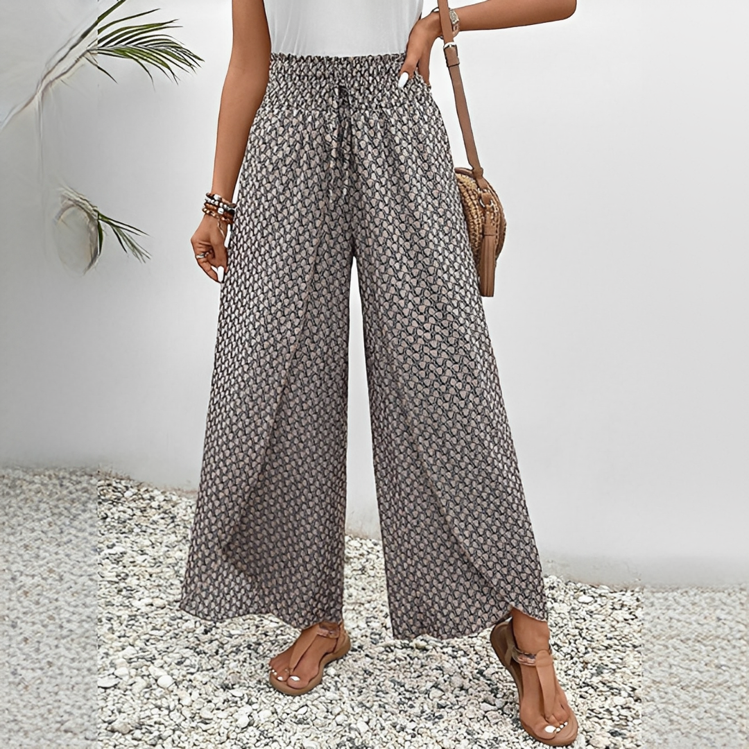 Damen Sommerhose Leicht Baumwolle Beige - Norvielle