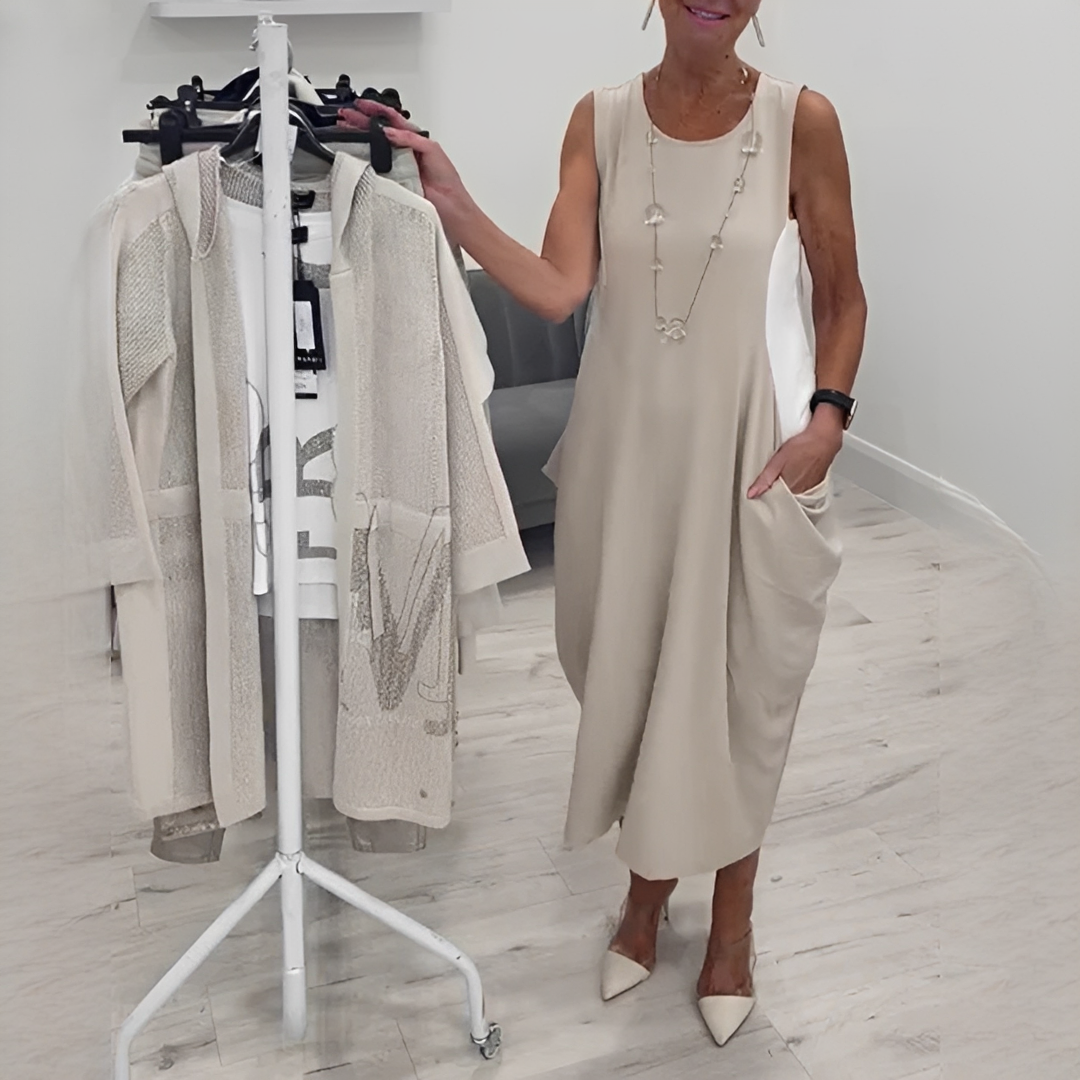 Damenkleid Lockeres Sommerkleid Leicht Baumwolle - Norvielle