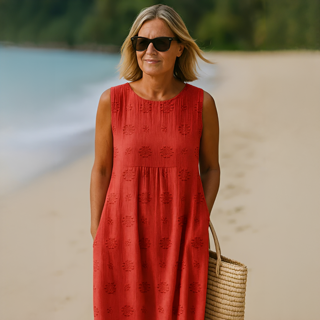 Damen Elegantes Sommerkleid Kurz Baumwolle - Norvielle