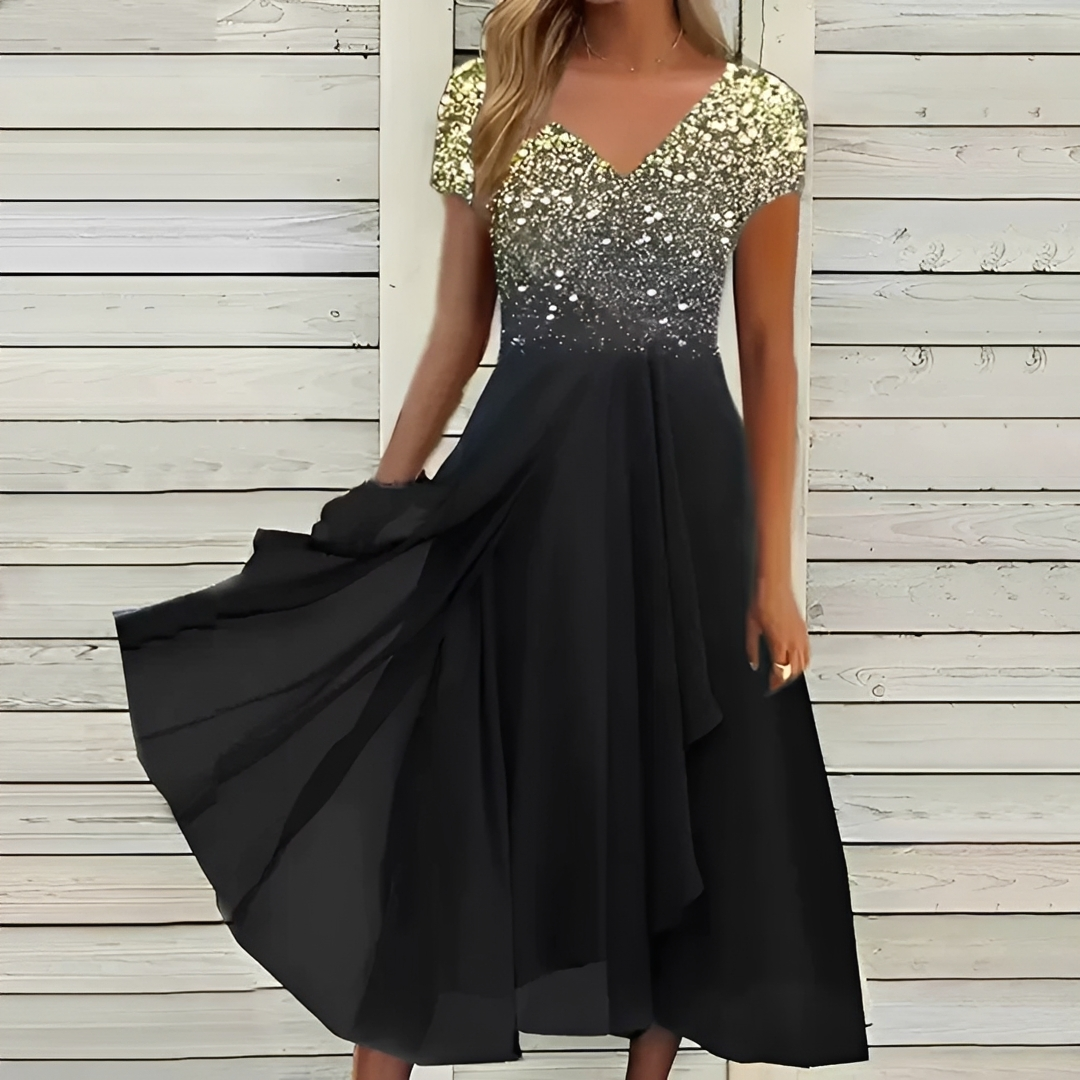 Damen Sommerkleid Leichtes Baumwollkleid Modern Schwarz - Norvielle