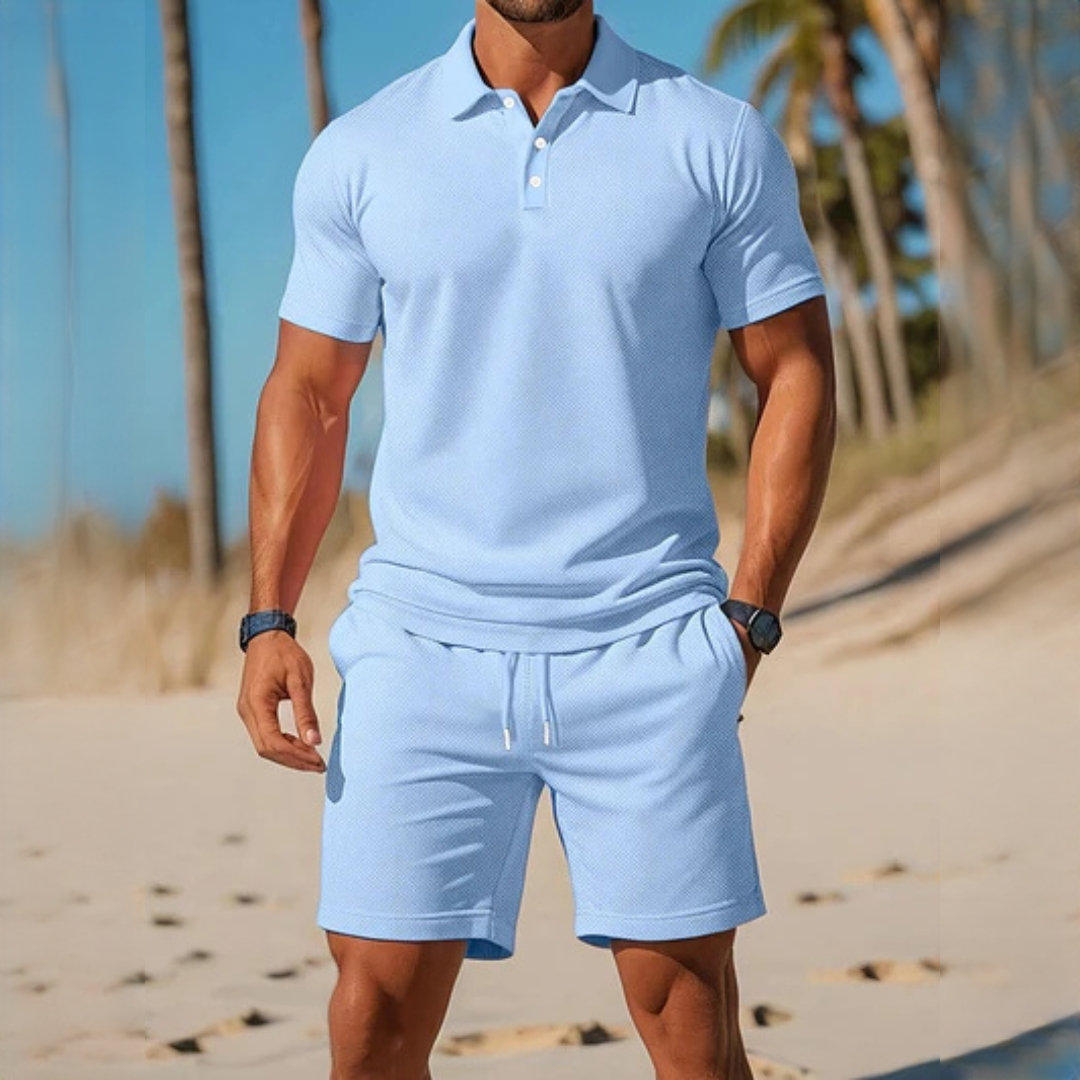 Männer Sommer Outfit Leicht Lässig Baumwolle Beige - Norvielle