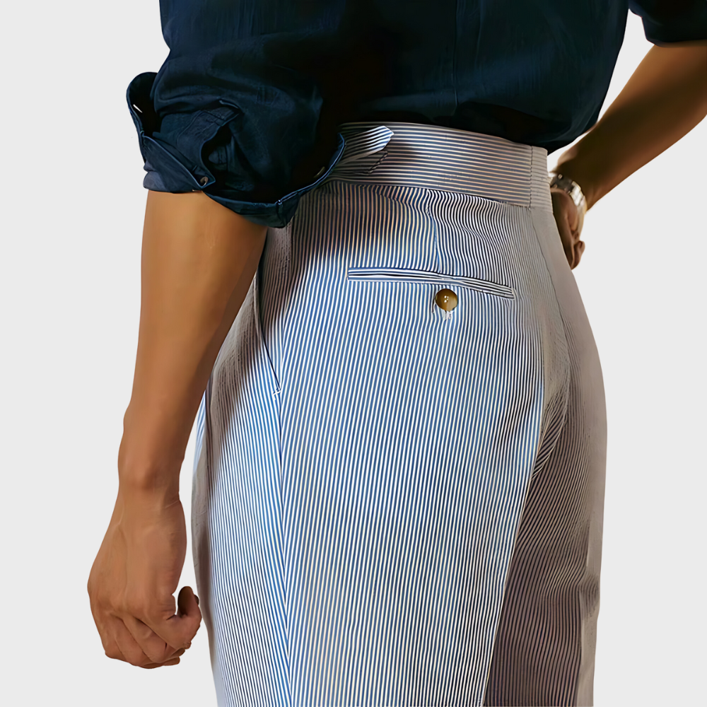 Damen Nadelstreifenhose Taillenhohe Mit Gürtel