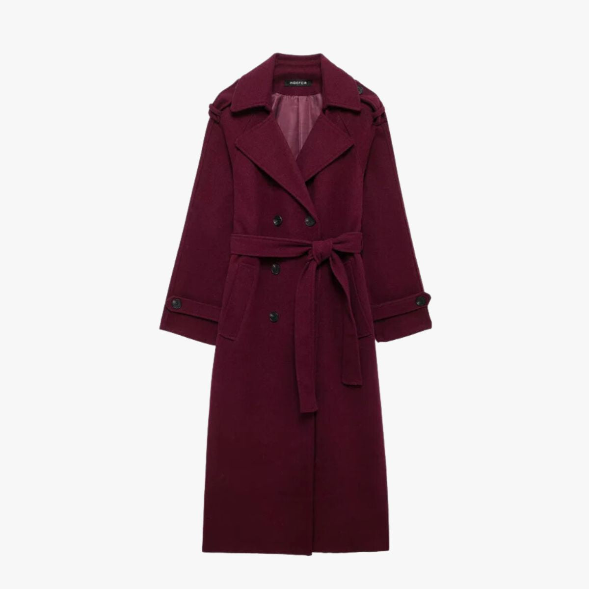 Damen Trenchcoat Bordeaux Rot Elegantes Design - Norvielle