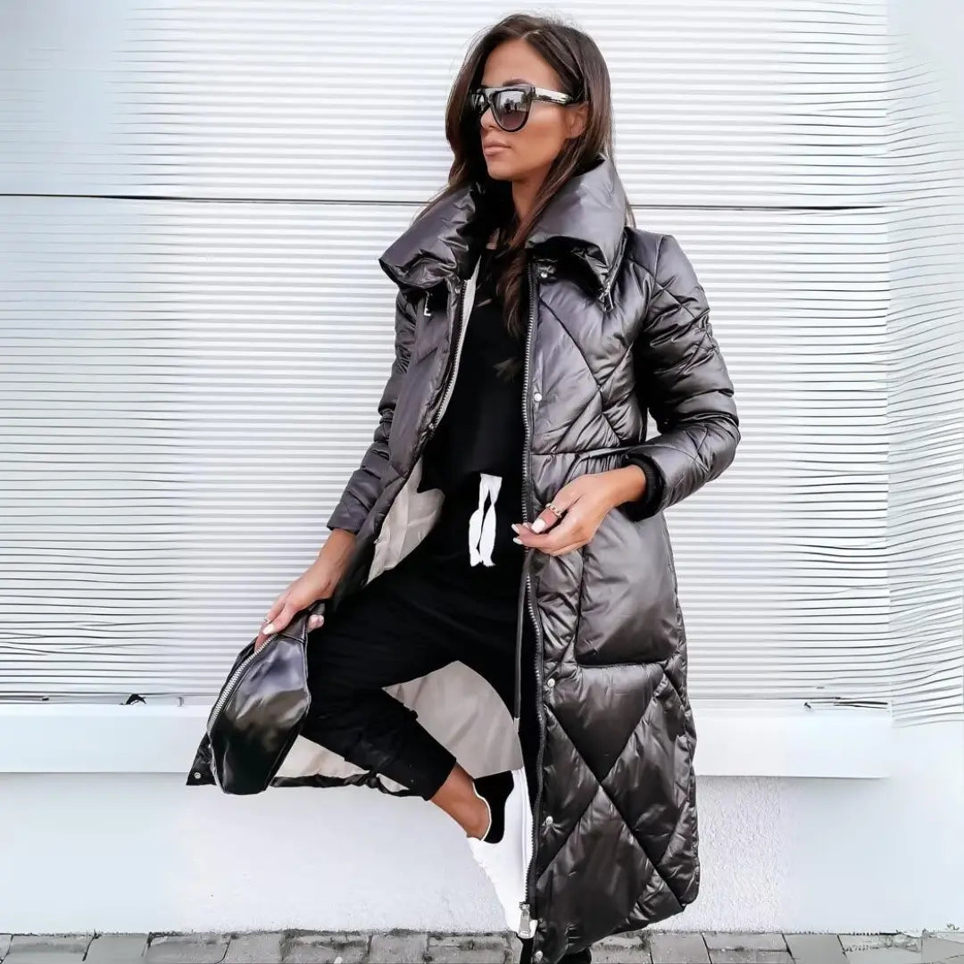 Damen Winterparka Lang Warm Schwarz - Norvielle