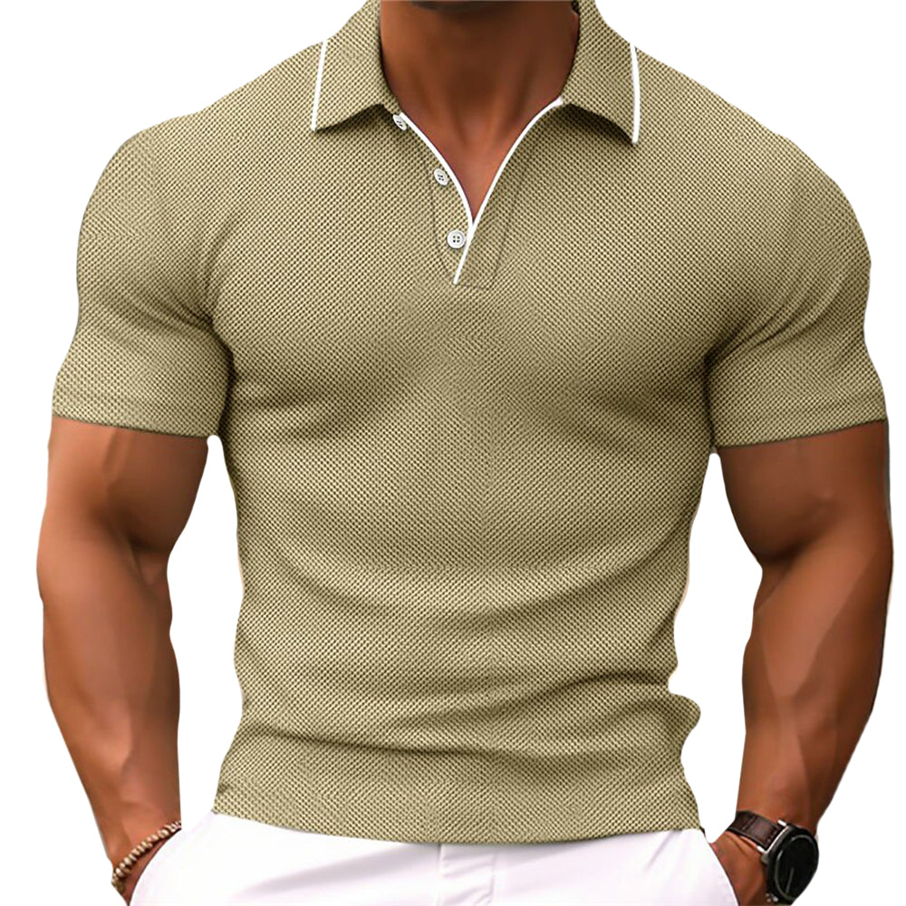 Herren Polo Slim Fit Knopfleiste Modern