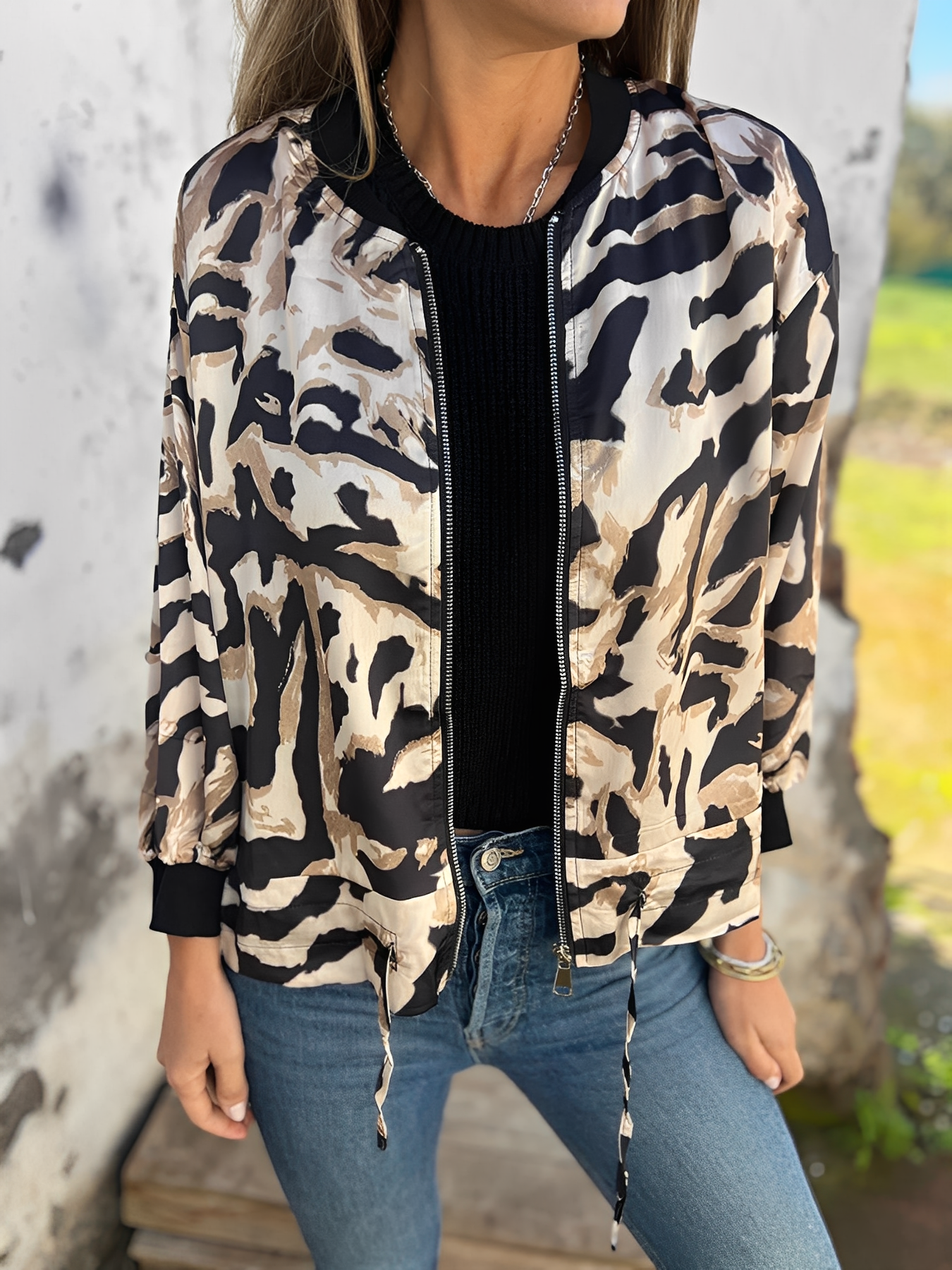 Damen Jacke Reißverschluss Eleganz