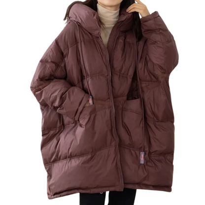 Damen Winterjacke Gepolstert Lockere Fit Schwarz - Norvielle