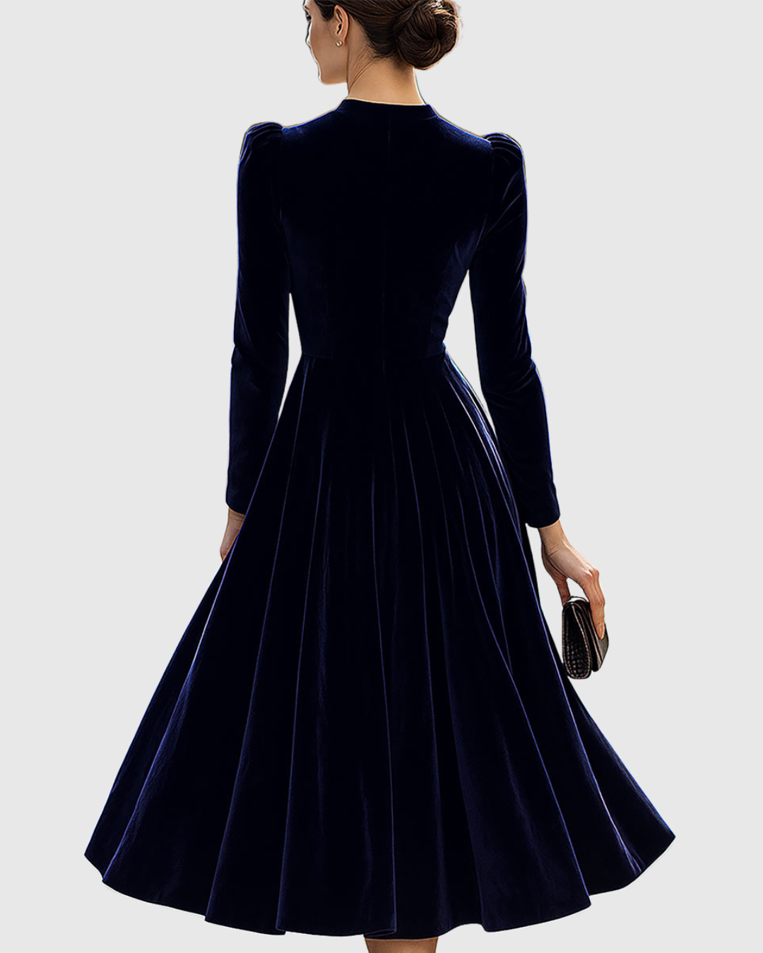 Elegantes Damen Samtkleid Party Midikleid