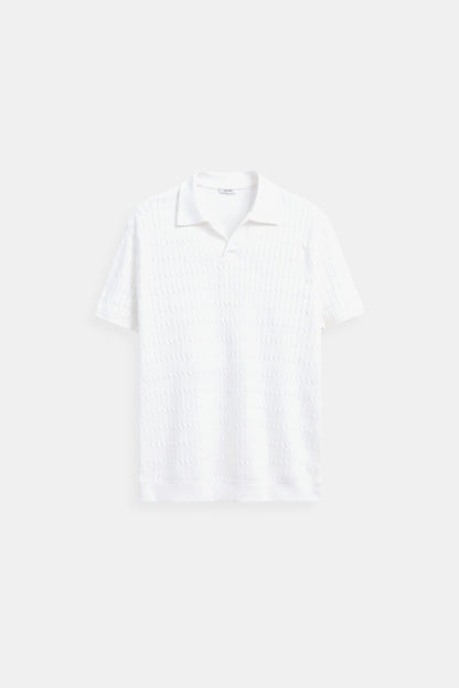 Weißes Herren Poloshirt Strickoptik - Norvielle
