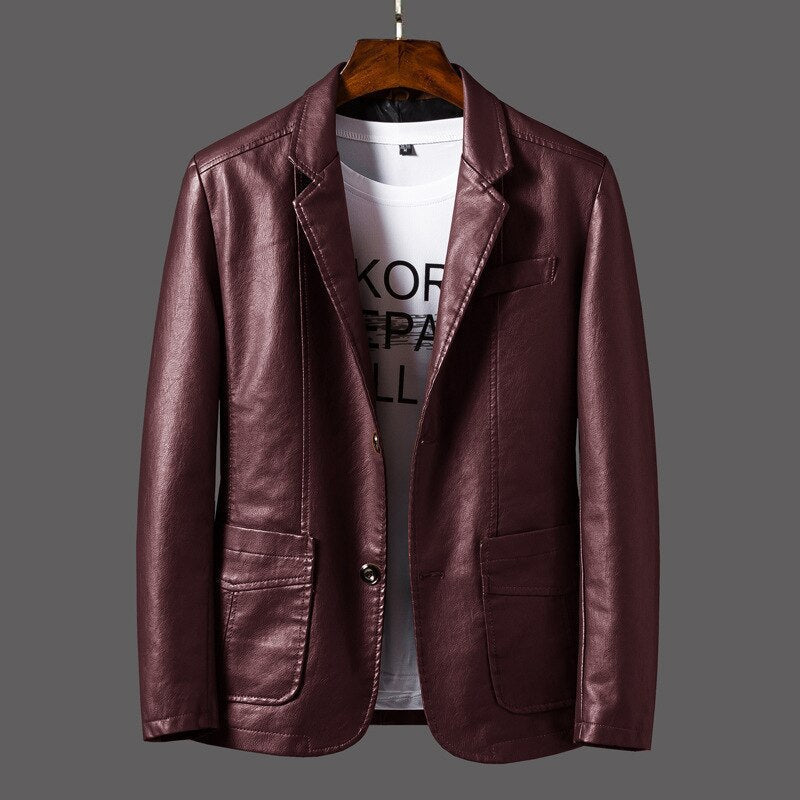 Herren Lederblazer Slimfit