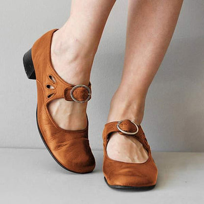 Damen Orthopädische Keilsandalen Leder Verstellbare Schnalle - Norvielle