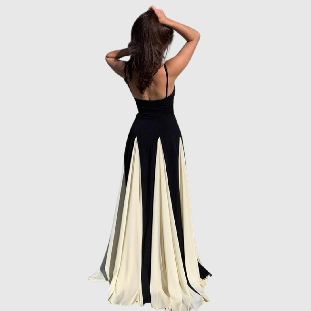 Elegantes Damen Maxikleid mit V-Ausschnitt und Rüschen