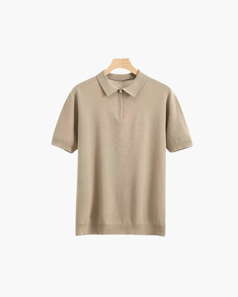 Herren Poloshirt Kurzarm Halbzipp Reißverschluss