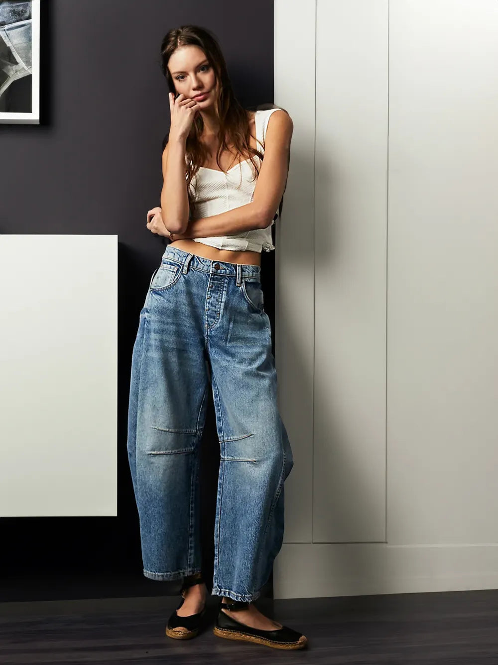 Damen Jeans Weitbein Schnitt Dekonähte - Norvielle