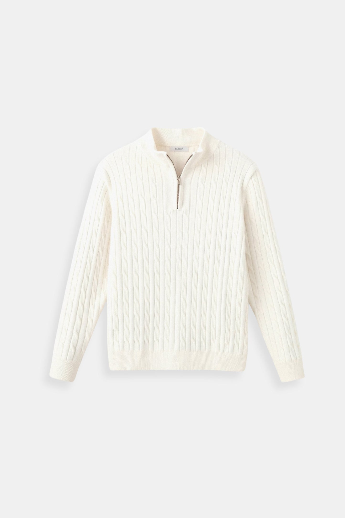 Damen Strickpullover Zopfmuster Reißverschluss