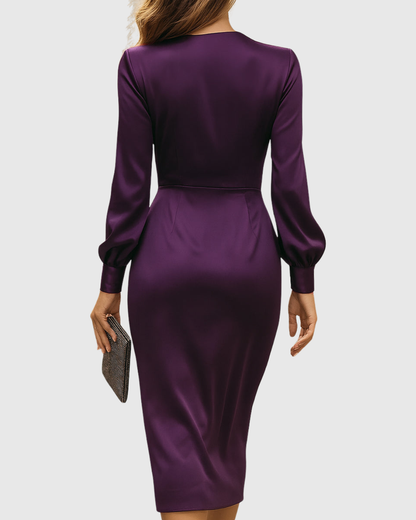 Damen Wickelkleid Verstellbarer Bund Elegantes Design