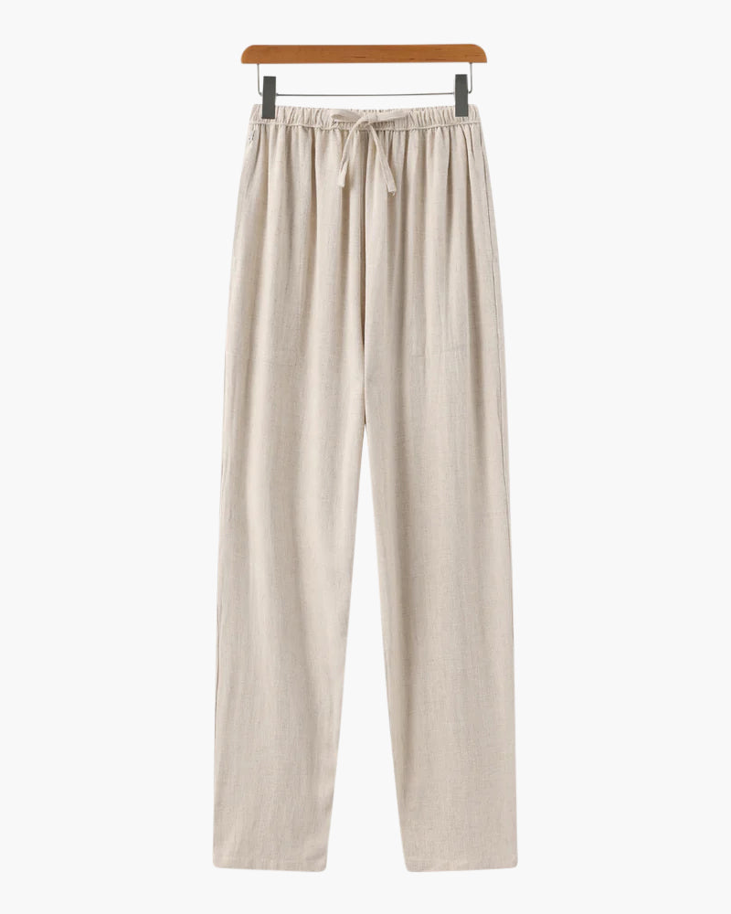 Herren Leinenhose Slim Fit Beige Leicht Sommer - Norvielle