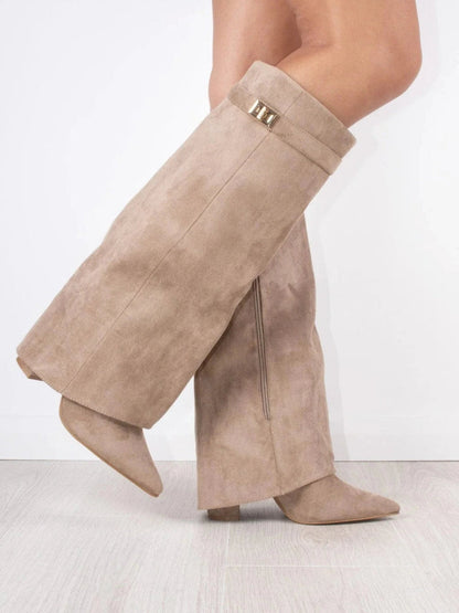 Damen Stiefel Suede Elegant Gold