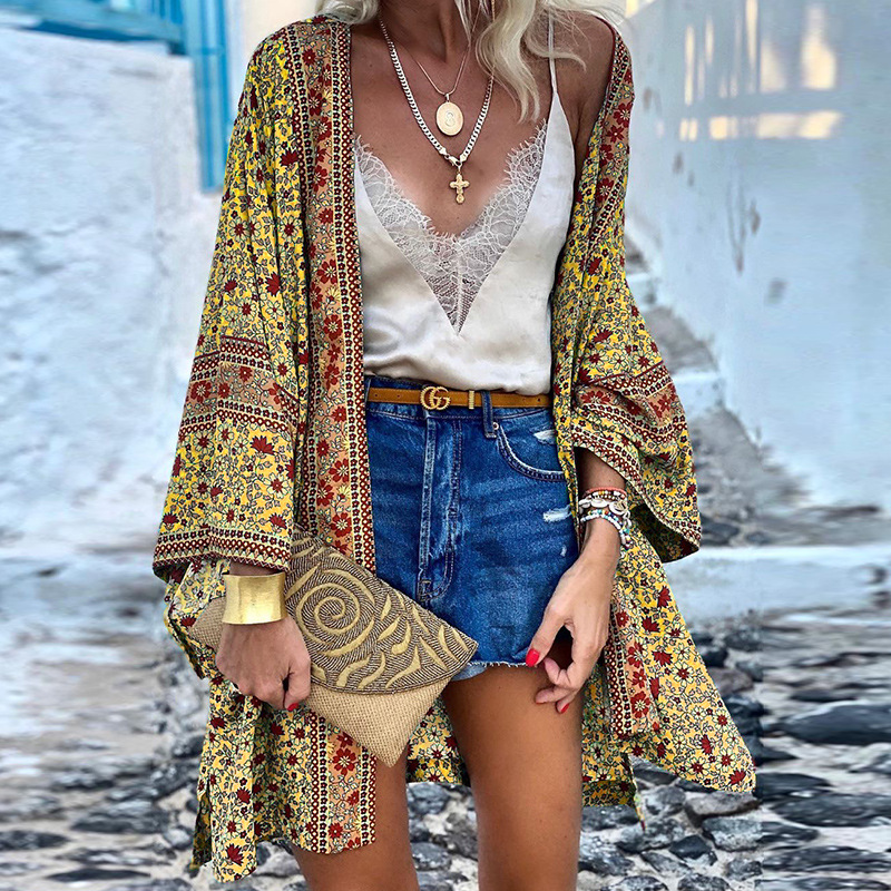 Damen Boho Cardigan Elegant Lang