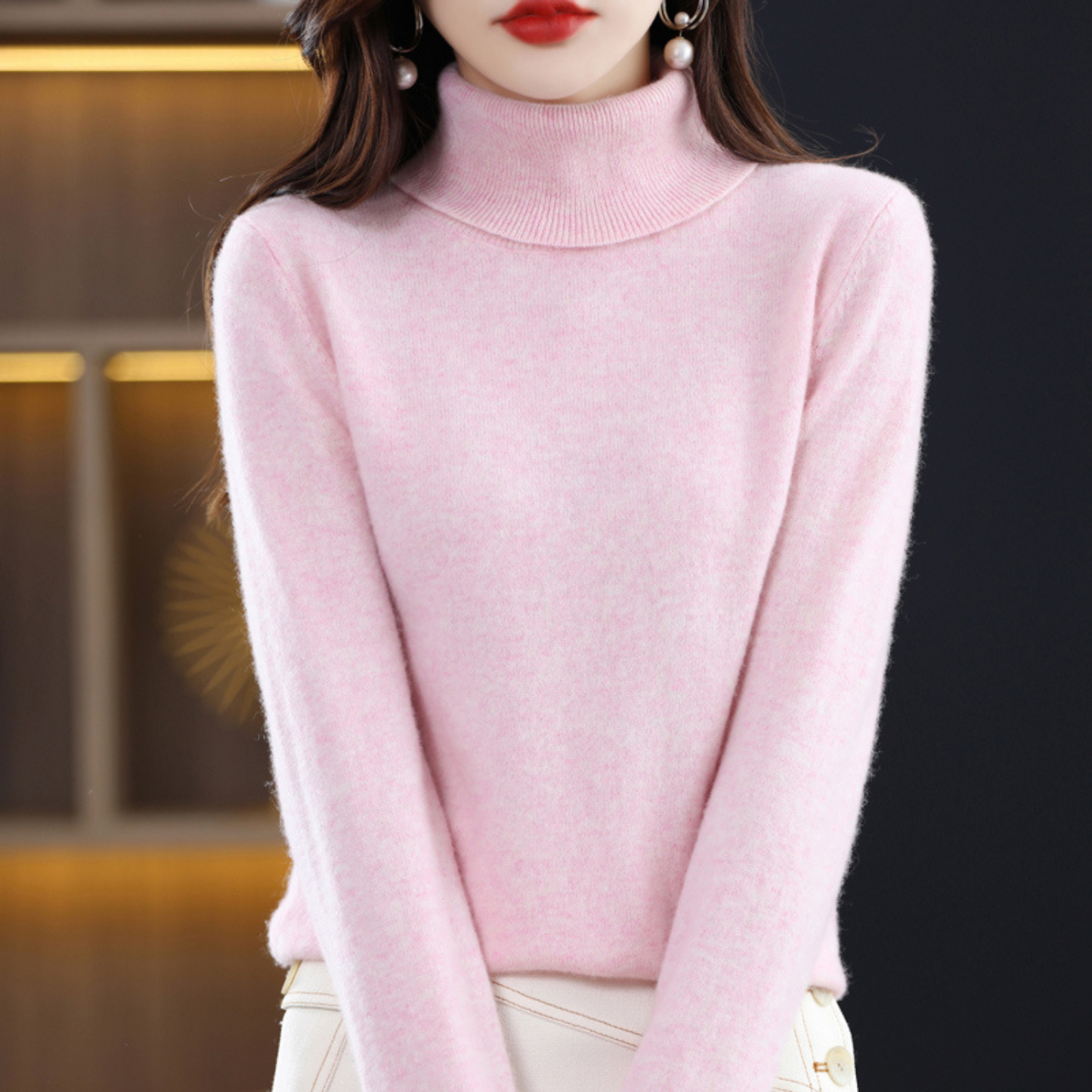 Damen Rollkragenpullover Klassisch Warm