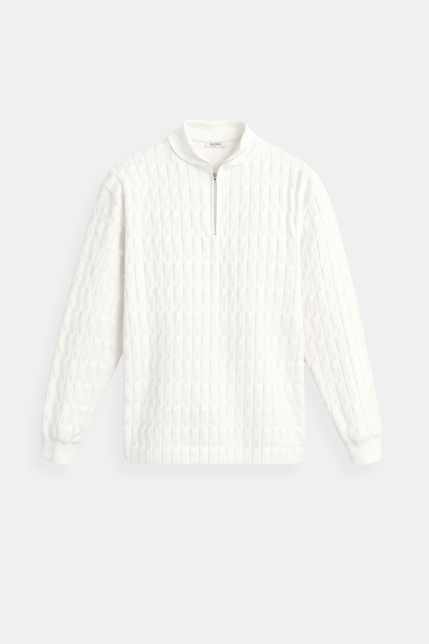 Klassischer Strickpullover Warm Reißverschluss Beige Winter - Norvielle