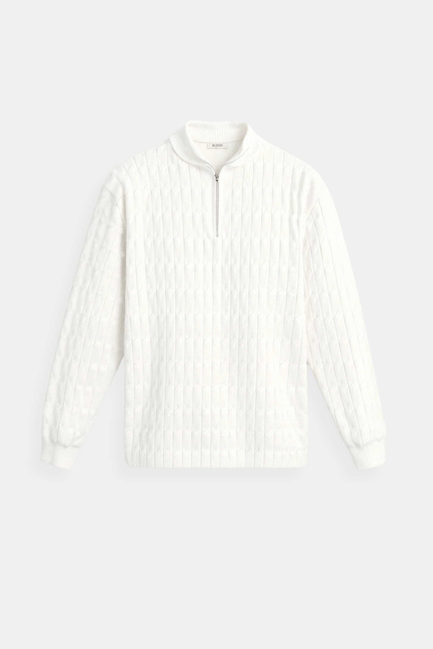 Klassischer Strickpullover Warm Reißverschluss Beige Winter - Norvielle