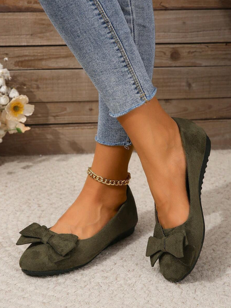 Damen Ballerinas Schleife Bequem Elegant