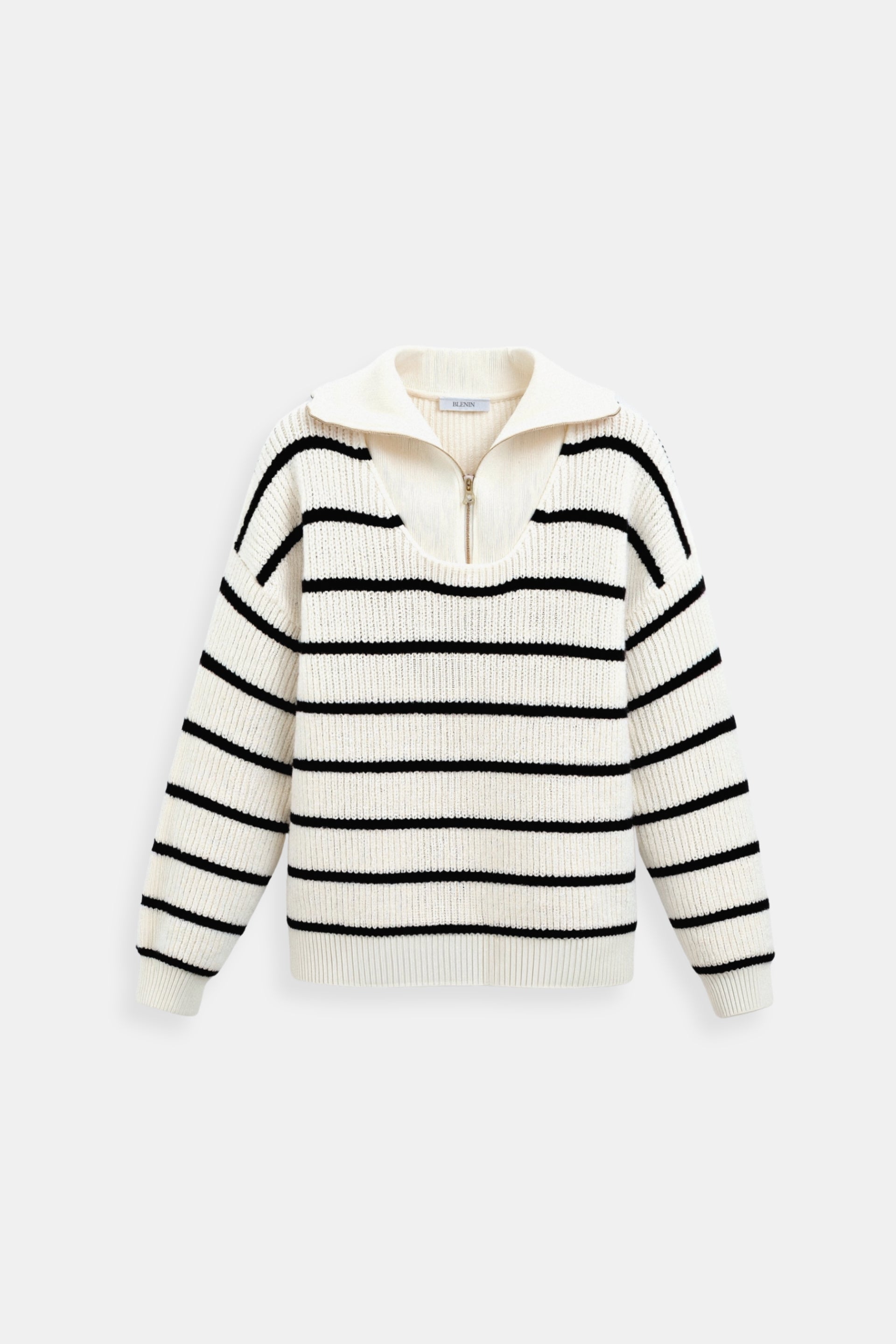Damen Pullover Streifen Reißverschluss Kragen Modern - Norvielle