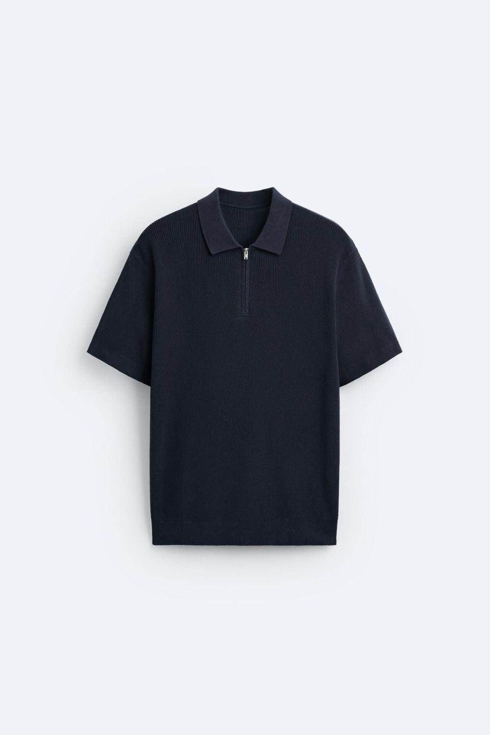 Herren Strickpolo Reißverschluss Elegantes Design