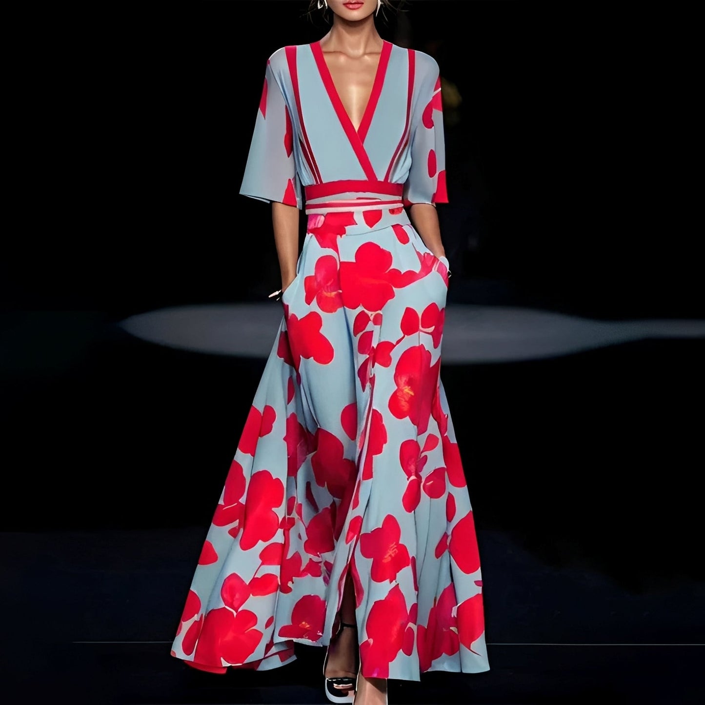 Damen Kurzarmkleid Sommer Stilvoll Elegant