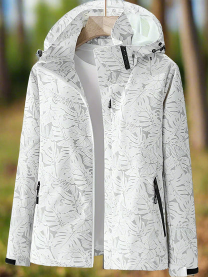 Damen Freizeitjacke Wasserabweisend Blättermuster Sportlich