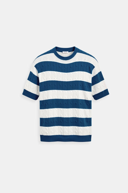Herren Kurzarm-Pullover Gestreift Bequem