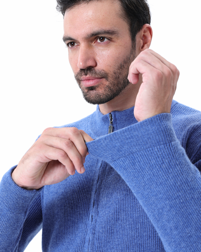 Herren Kaschmir Strickjacke Rippenstrick Modern